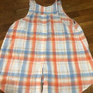 coral, lt blue ,yellow&white button down back